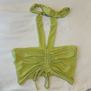 Urban Outfitters Tia Cinch Halter Top Green Crop Top Small